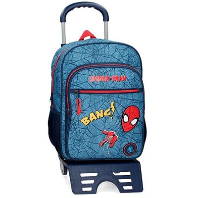 Marvel Spiderman Denim schoolrugzak met trolley, blauw, 30 x 40 x 13 cm, polyester, 15,6 l