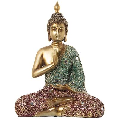 FIGURA RESINA BUDA DORADO/COLORES 30X17X39CM