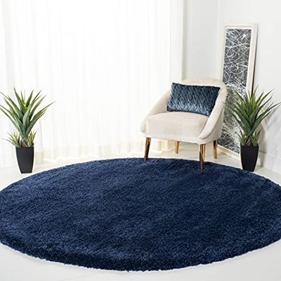 Safavieh Milan Shag Collectie SG180-7070 Navy ronde gebied tapijt (3' diameter)
