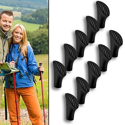 mumbi 10x Ground Nordic Walking Pads wandelstok voeten rubberen buffer asfaltpads reservevoeten zwart trekking stokken, Mumbi_36101