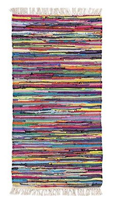 andiamo Kleurrijk patchtapijt van katoen, onderhoudsvriendelijk vloerkleed met de hand geweven, robuust, 50 cm x 80 cm