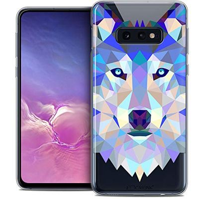 Caseink Fodral för Samsung Galaxy S10e (5.8) fodral [kristallgel HD polygon djurserie - mjuk - ultratunn - tryckt i Frankrike] varg