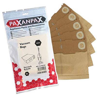 Paxanpax VB802, FP131 Compatible Paper Bags Vorwerk Kobold VK130 & VK131 Series (Pack of 5), 0 Decibeles