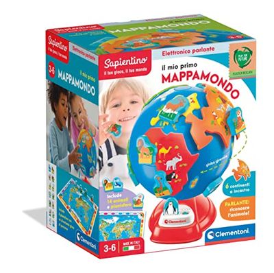 Clementoni - Sapientino-Mi Primer Globo Interactivo Parlante (Versión en Italiano), Globo terráqueo Niños 3 Años-Made in Italy, Multicolor, 17730