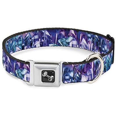 Buckle-Down Collar de Perro con Hebilla para cinturón de Seguridad, Crystals2 Azules/morados, 1 Pulgada de Ancho, se Adapta a Cuello de 15 a 26 Pulgadas, Grande