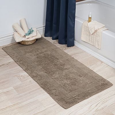 Lavish Home Bath Mat - 60x24-Inch Plush Cotton Bathroom Runner - Machine Washable Bath Mats for Bathroom, Kitchen, or Laundry Room (Taupe)