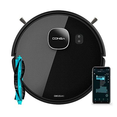 Cecotec Robot Aspirateur et Friegasol Conga Eternal Max Vital. 3000 Pa, 110 Minutes d'autonomie, Brosse Multifonction, 10 programmes, App, Assistant Virtuel Alexa, Programmation