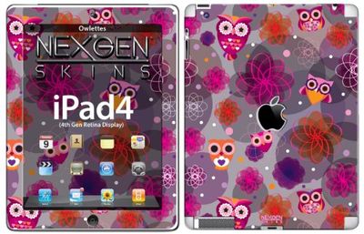 Nexgen Skins IPAD40032 Owlettes 3D - Custodia con skin per Apple iPad 2/3/4, disegno: gufetti