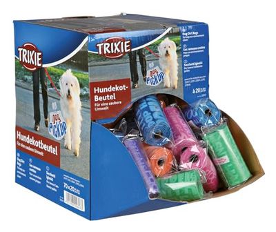 Trixie 22843 70 Dog Pick Up Display hondenpoepzak, M, 20 zakken/rol, gesorteerd