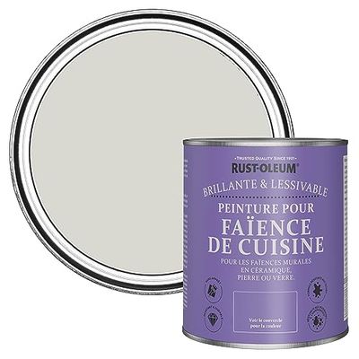 Rust-Oleum Peinture Grise Résistante à l'eau pour Faïence de Cuisine, Finition Brillante - Mokka 750ml