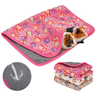 YUEPET Lot de 3 couvertures imperméables lavables en Polaire pour Petit Animal Domestique – Couverture Chaude en Flanelle pour Hamster, Cochon d'Inde, Lapin, Chinchilla, hérisson, Furet (58,4 x 40,6