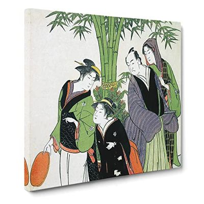 Segawa Kikunojo III by Katsukawa Shunko Asian Japanese Canvas Wall Art Print Ready to Hang, Framed Picture for Living Room Bedroom Home Office Décor, 20x20 Inch (50x50 cm)