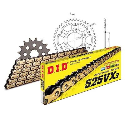 Kettingset DID Stealth 525VX3 / 112 klinknagel slot goud voor Kawasaki Z 1000 cc bj. 2003-2006