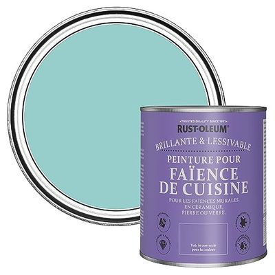Rust-Oleum Peinture Bleue Résistante à l'eau pour Faïence de Cuisine, Finition Brillante - Bleu-vert 750ml