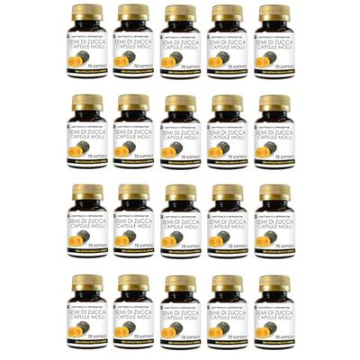 Semi di Zucca 1400 Softgels | Perle con Olio Spremuto a Freddo titolato in Omega 3 Omega 6 e Omega 9, Acido Linoleico e Acido Oleico | 1 Softgel al giorno