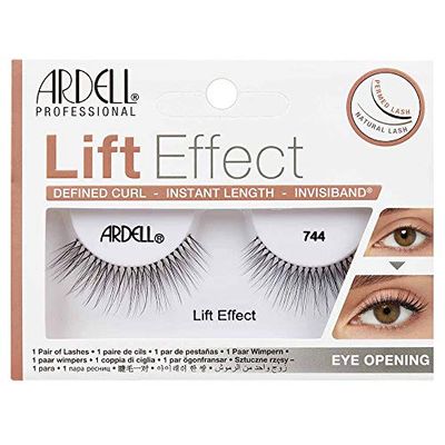 Ardell Pestañas Postizas Naturales Borde Invisible | Lif Effect 744 | Rizo Definido - Invisiband | 1 Par de Pestañas