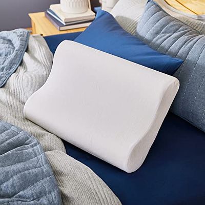 Sleep Innovations Contour Memory Foam Pillow almofada de contorno, poliuretano, branco, de viagem
