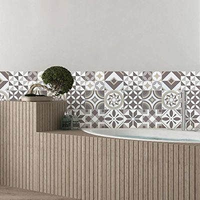 9 Stickers adhésifs carrelages | Sticker Autocollant Carreaux de ciment - Mosaïque carrelage mural salle de bain et cuisine | Carreaux de ciment adhésif mural - azulejos - 15 x 15 cm - 9 pièces
