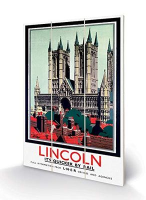 National Railway Museum MW12548P Stampa su Legno Lincoln (Cathedral by Frank Newbould), MDF, Multicolore, 20 x 29,5 x 1,2 cm