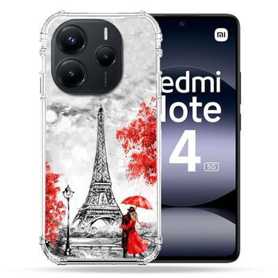 Cokitec Förstärkt fodral för Xiaomi Redmi Note 14 5G resa, Frankrike, Paris, röd