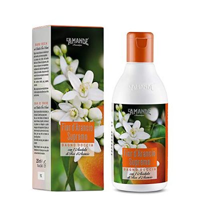 L'AMANDE - Bagnoschiuma Donna Fresco e Agrumato, Docciaschiuma Gel Detergente e Idratante Corpo Azione Rilassante e Antistress, Bagno Schiuma Delicato e Naturale - Fior d'Arancio Supremo 250 ml