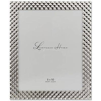 Lawrence Frames Diamond Pattern Polished Metal Picture Frame, 8x10, Silver