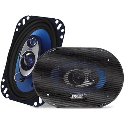 Pyle Haut Parleur Voiture Triaxial 10 cm x 15 cm à Trois Voies - Système Audio Puissant avec Plage de Puissance de 240 Watt par Paire, Impédance de 4 Ohms et Tweeter Piezo de 2 cm pour Stéréo Voiture