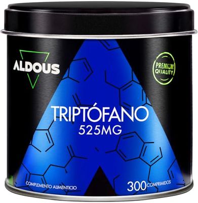 L-Tryptophane pur 525mg - Tryptophane pour un bon sommeil - 300 comprimés pour 10 mois - Dose maximale de repos - Favorise un sommeil profond et améliore l'humeur - Sans excipients