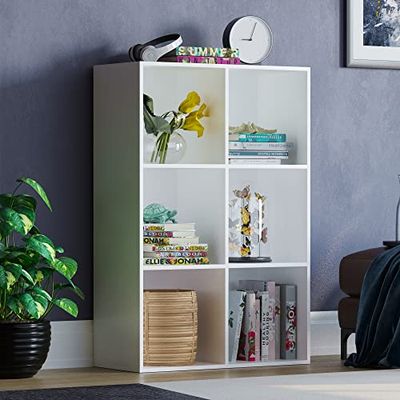 Vida Designs Durham Cube Boekenkast Opbergorganizer Woonkamer Boekenplank Thuis Kantoormeubilair (6 kubus, wit)