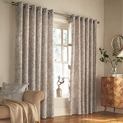 Furn Irwin Ringtop Eyelet Curtains (Pair), 117cm x 137cm, Stone