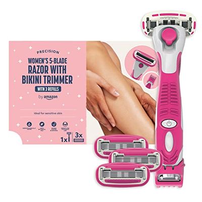 by Amazon Máquina de depilar de 5 cuchillas para mujer con recortadora 3 en 1 + 3 repuestos