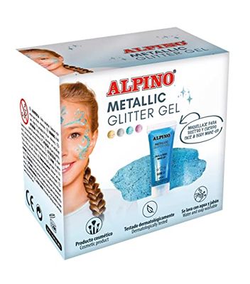 Alpino Metallic Glitter Gel Fiesta Bleu Format unicolore 6 pcs | Gel paillettes métallisées avec base bleue | Purpurine liquide