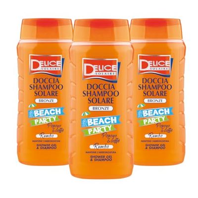 Delice Solaire | Doccia Shampoo Solare Bronze Beach Party Rumba, da 300 ml, Confezione da 3 Pezzi