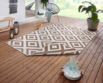 NORTHRUGS In- en outdoor tapijt Malta 160x230cm - omkeerbaar tapijt weerbestendig modern geometrisch patroon tapijt voor balkon terras tuin serre woonkamer tapijt waterdicht in linnen