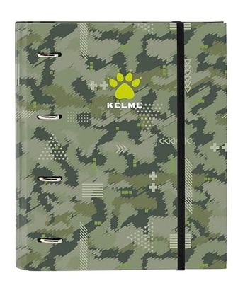 Safta Kelme Travel Classeur 4 anneaux de 35 cm avec 100 feuilles A4, idéal pour les enfants de différents âges, confortable et polyvalent, qualité et résistance, 27 x 3,5 x 32 cm, vert/noir