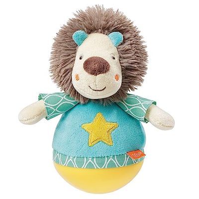 Fehn 066289 - Tentetieso con diseño de león, juguete divertido para agarrar, experimentar y empujar, para bebés y niños pequeños a partir de 0 meses, tamaño: 18 cm