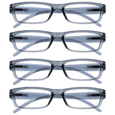 The Reading Glasses Company Gafas De Lectura Gris Ligero Cómodo Lectores Valor Pack 4 Estilo Diseñador Hombres Mujeres Uvr4Pk032Gr +2,50 4 Unidades 88 g