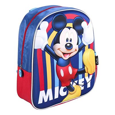 CERDÁ LIFE'S LITTLE MOMENTS Sac à Dos de Mickey Mouse,1 Poche, Lampes â Del + Filet Latéral pour la Bouteille-Licence Officielle Disney, Garçon, Multicolore, Taille Unique