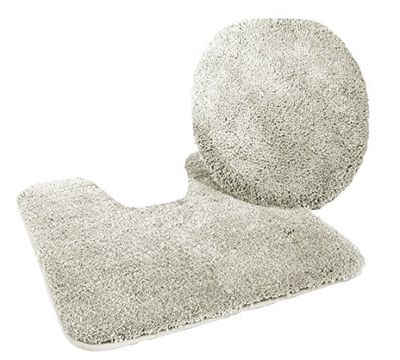 Kinzler badrumsmatta av högsta kvalitet mikrofiber 2 tlg. Set - 47x50 WC-Deckelbezug + 50x55 cm Vorleger mit Ausschnitt SILVER