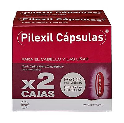 PILEXIL CAPSULAS - Cápsulas Duplo 50 Unidades, Incluye 2 Complementos Alimenticios, con Vitaminas y Minerales, Nutre el Cabello, para Hombres y Mujeres