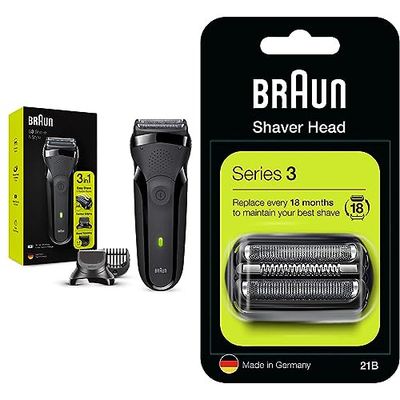 Braun Series 3 Shave & amp;Style 300BT 3-In-1 Rasoio Elettrico Barba, Regolabarba di Precisione, 5 Pettini & Series 3, Rasoio Elettrico Uomo Testina di Ricambio, Compatibile Con I Rasoi Series 3