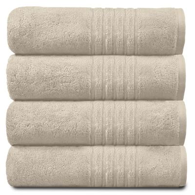 Gaveno Cavailia Lot de 4 Grandes Serviettes de Bain absorbantes 100% Coton 450 g/m² Crème 80 x 170 cm