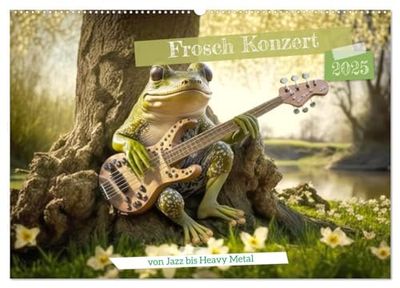 Frosch Konzert (Wandkalender 2025 DIN A2 quer), CALVENDO Monatskalender: Froschmusik für das ganze Jahr