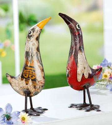 Pack of 4 Figure, Bird, Iron, brown, white, PU 4, 2 assorted, L. 13 cm, W. 12 cm, H. 25 cm