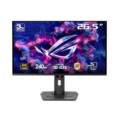 ASUS ROG Strix XG27UCDMG, Monitor Gaming da 26,5", 4K Ultra HD QD-OLED (3840 x 2160), 0,03ms (GTG), 240Hz, HDMI, USB-C e DisplayPort, Compatibile con G-SYNC, Display Widget Center, Nero