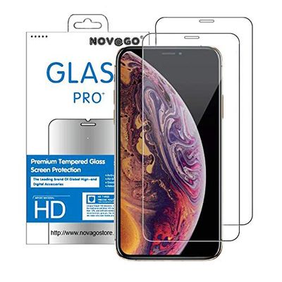 Novago displaybeschermfolie van gehard glas, compatibel met iPhone XR (6,1 inch), 2 stuks