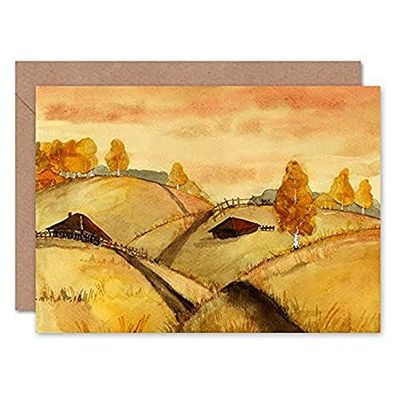 Fine Art Prints Grußkarte mit russischen Feldern, Landschaft, mit Umschlag im Inneren, Premium-Qualität