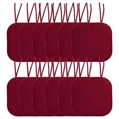 Sweet Home Collection Home Funda de Asiento Antideslizante con Respaldo de Goma, Cuadrada, 40,6 x 40,6 cm, Espuma viscoelástica, Poliuretano Espuma con Efecto Memoria, Vino Borgoña, 12 Unidades