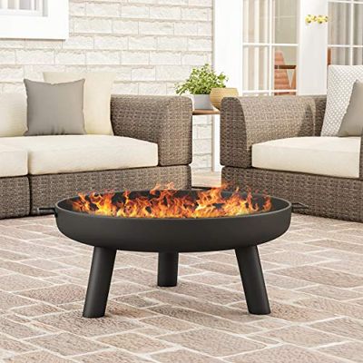 Pure Garden 50-LG1200 Brasero d'extérieur surélevé en Acier pour Combustion du Bois Hors Sol, poignées latérales et Housse de Rangement pour terrasse, arrière-Cour et Camping, 70 cm, Noir