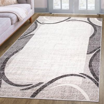 oKu-Tex Alfombra Tejida | Diseño Geométrico | Color Crema | Tamaño 60 x 110 cm